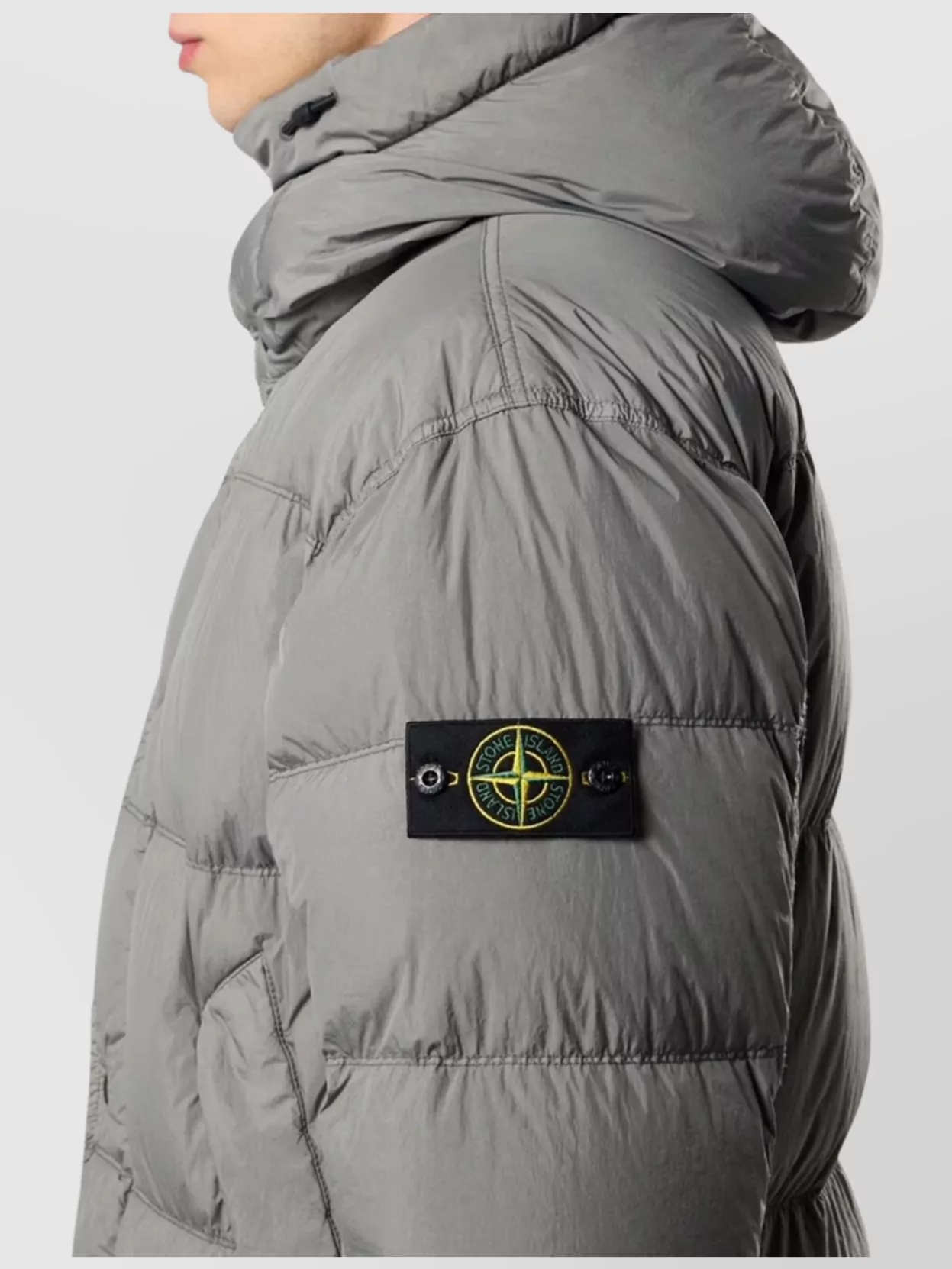 Stone Island Hooded Down Parka With Wind Resistance In Gray