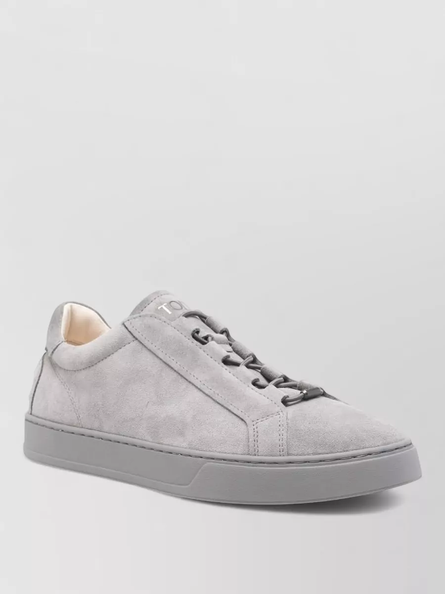 Tod's Leather Sneakers Round Toe Suede Rubber Sole