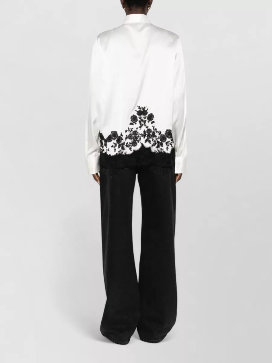 Ermanno Scervino Silk Shirt Floral Lace Long Sleeves