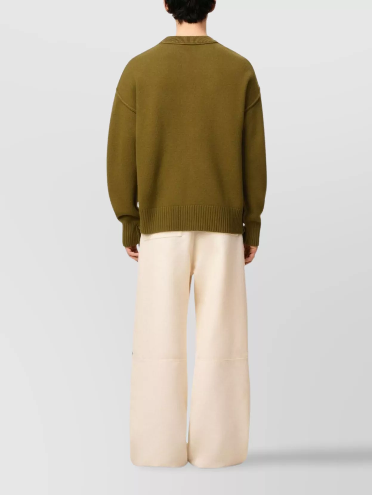 Ami Alexandre Mattiussi Ribbed Crewneck Sweater With Long Sleeves In Green