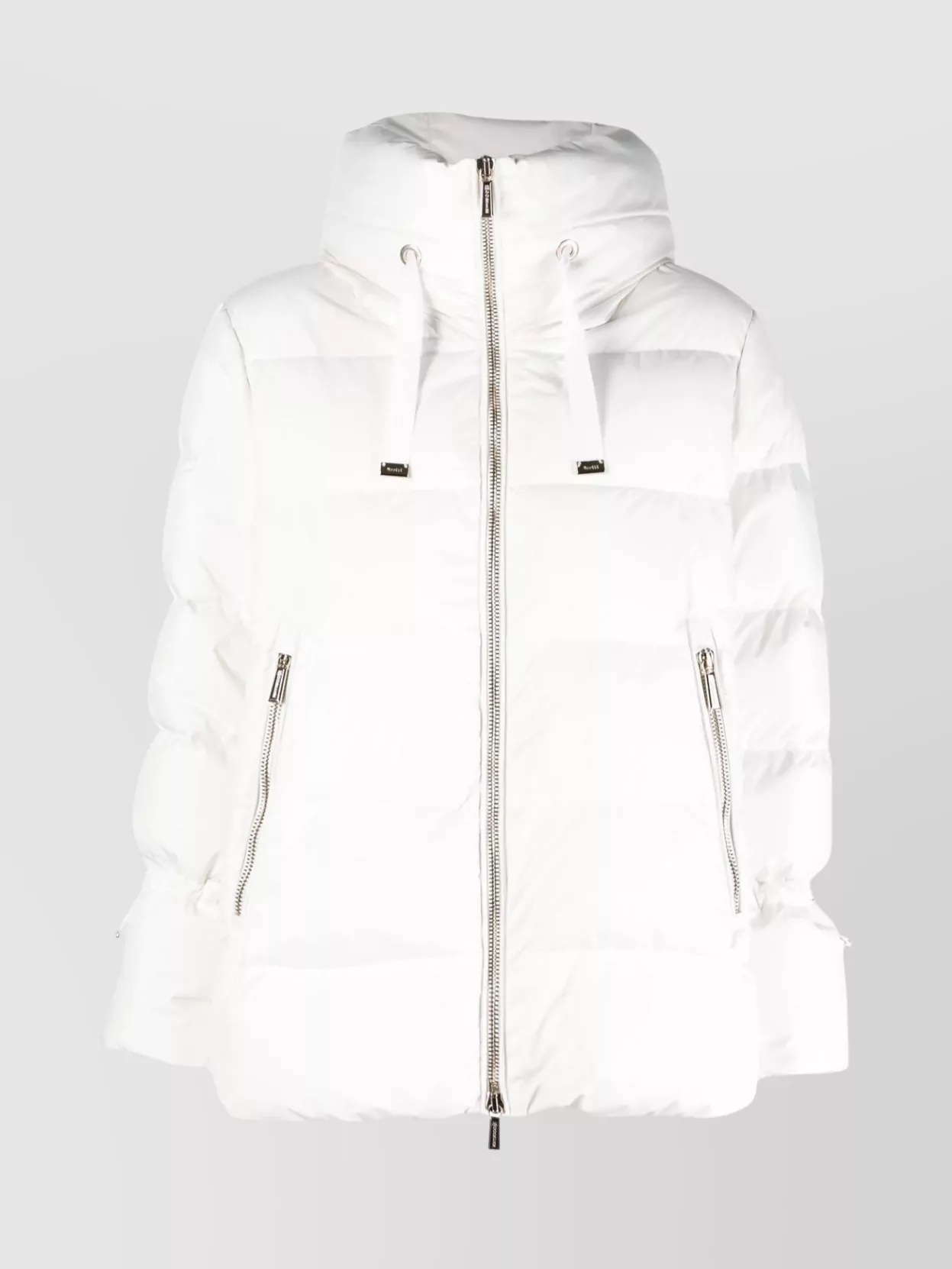 Moorer Hooded Padded Coat With Side Zip Pockets In White