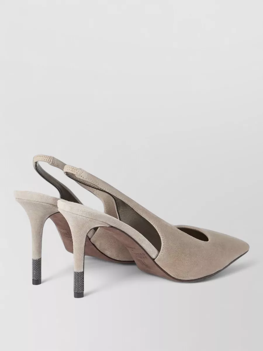 Brunello Cucinelli Suede Leather Slingback Pumps
