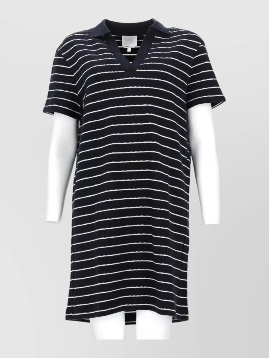 A.p.c. Striped Cotton Polo Knee-Length Dress