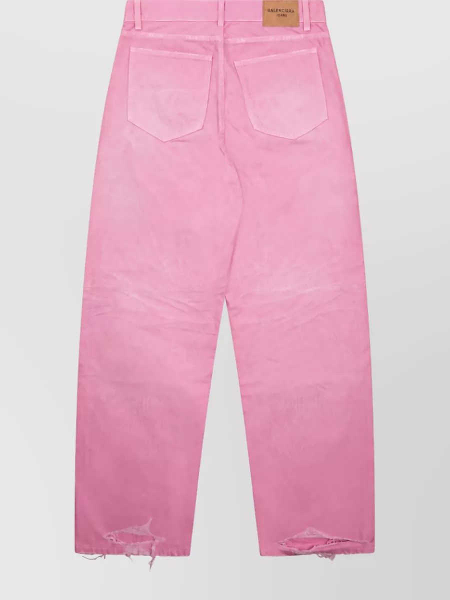 Balenciaga High Waist Distressed Denim Five Pocket Trousers