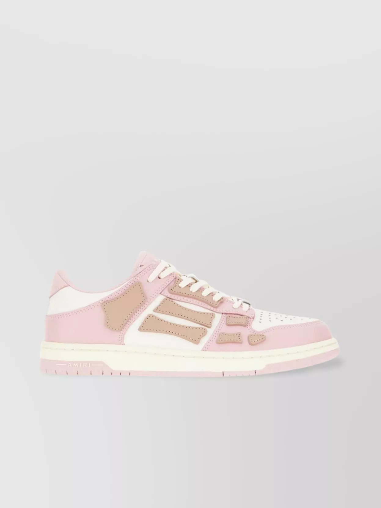 AMIRI LEATHER HIGH TOP SNEAKERS WITH MULTICOLOR INSERTS