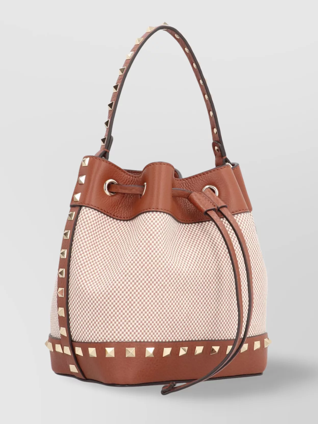 Valentino Studded Leather Bucket Bag With Top Handle