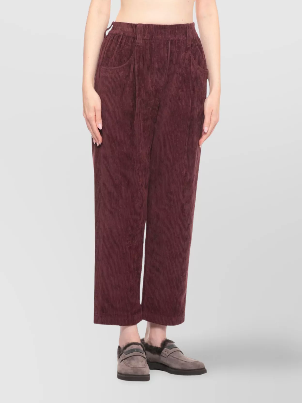 Brunello Cucinelli Corduroy Trousers Elastic Waist In Neutral
