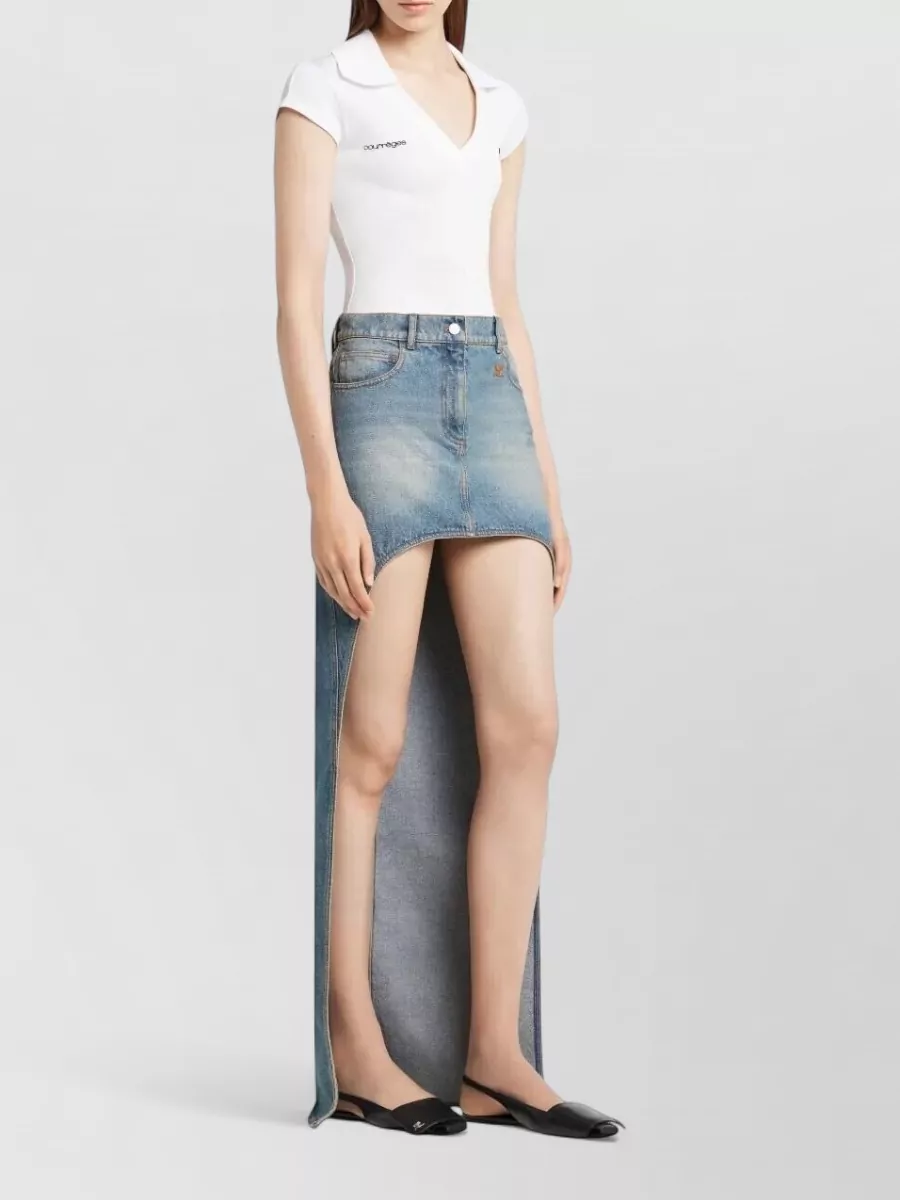 Courrèges Cropped Polo Top Short Sleeves V Neck