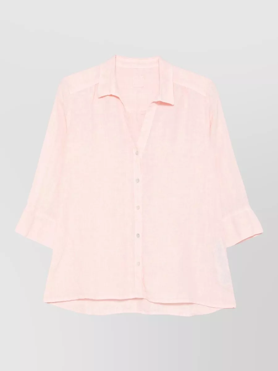 120% Lino Linen V-Neck Long-Sleeve Shirt