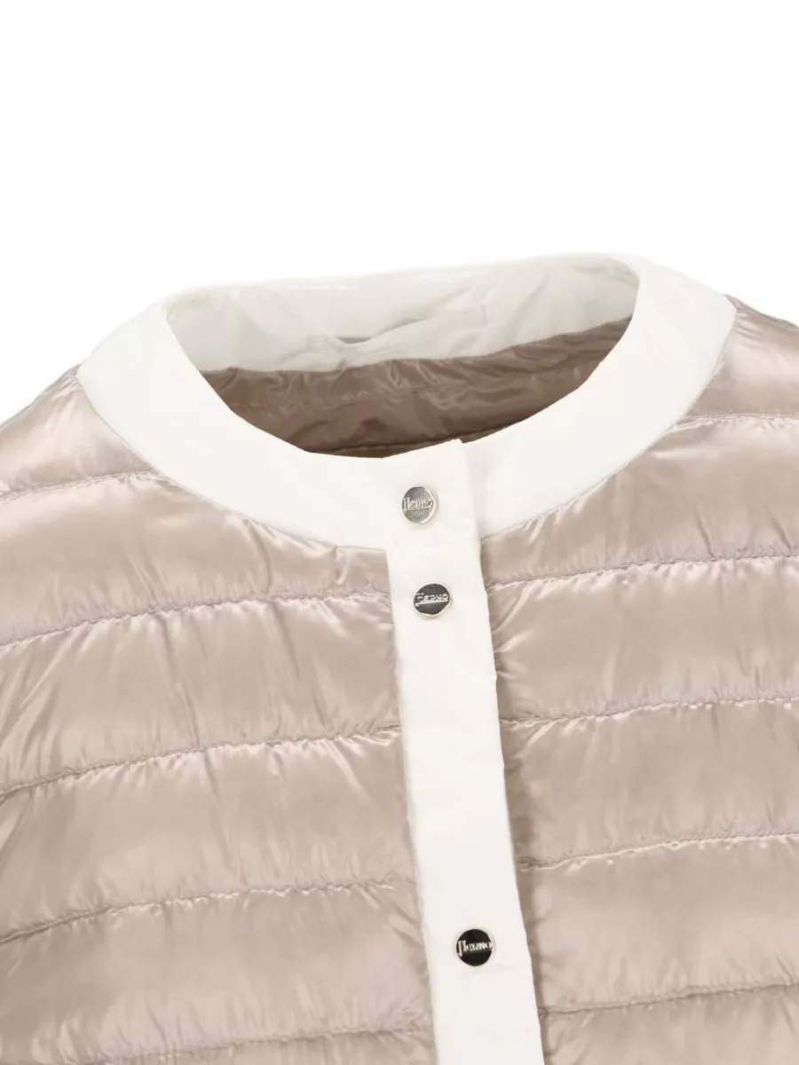 Herno Quilted Jacket Long Sleeves Contrast Trim Pockets