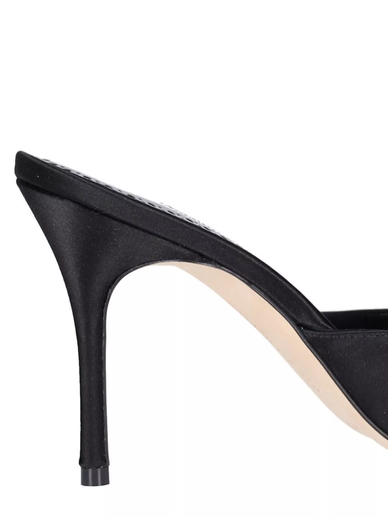 Manolo Blahnik Pointed Toe Satin Finish Stiletto Heel Mules
