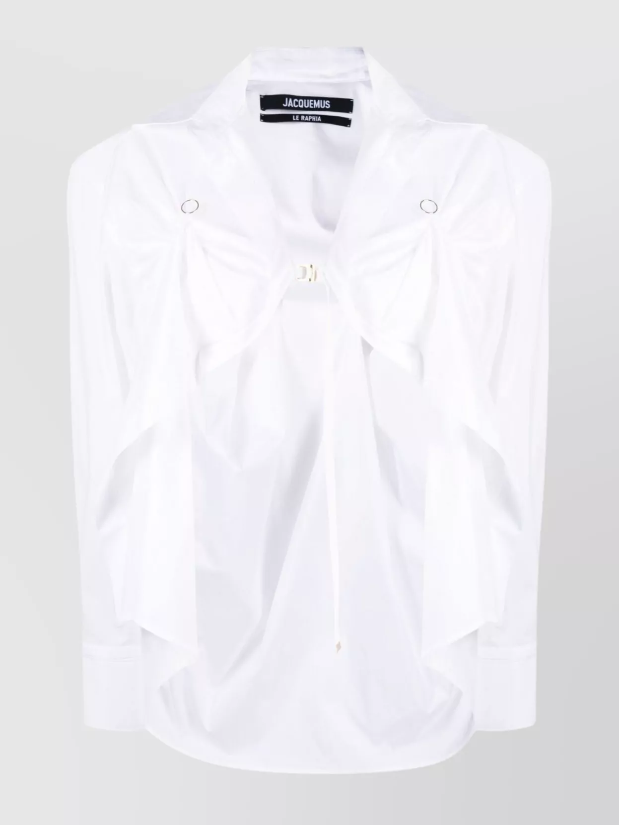Shop Jacquemus La Chemise Amaro Asymmetry Collar Hem Cotton Cut-out In White
