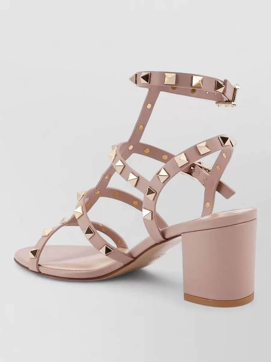 Valentino Garavani Block Heel Sandals Open Toe Ankle Strap In Pink
