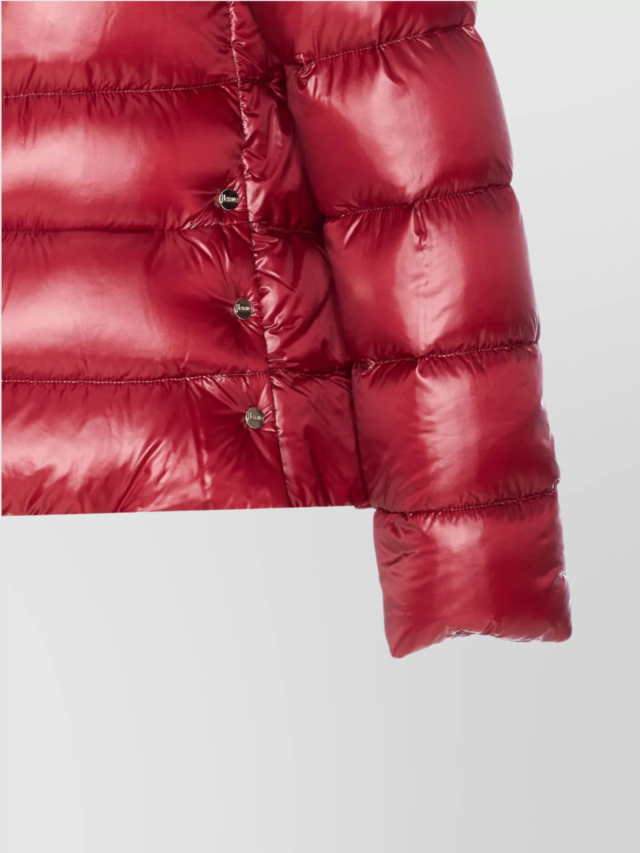 Herno Quilted High Neck Jacket With Lateral Split In Red