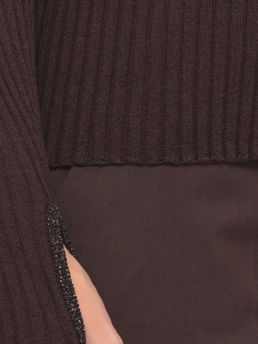 Panicale Ribbed High Neck Wool Silk Sweater