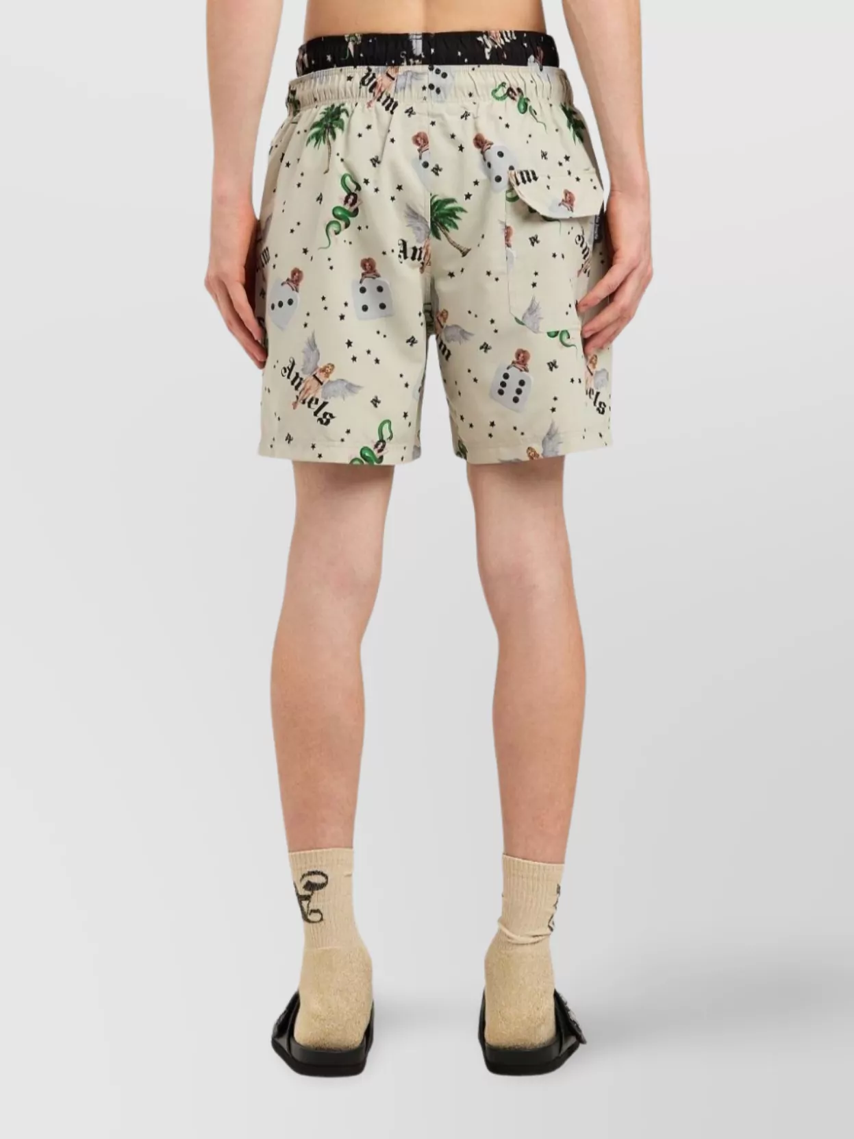 Palm Angels Printed Swim Trunks With Side And Back Pockets