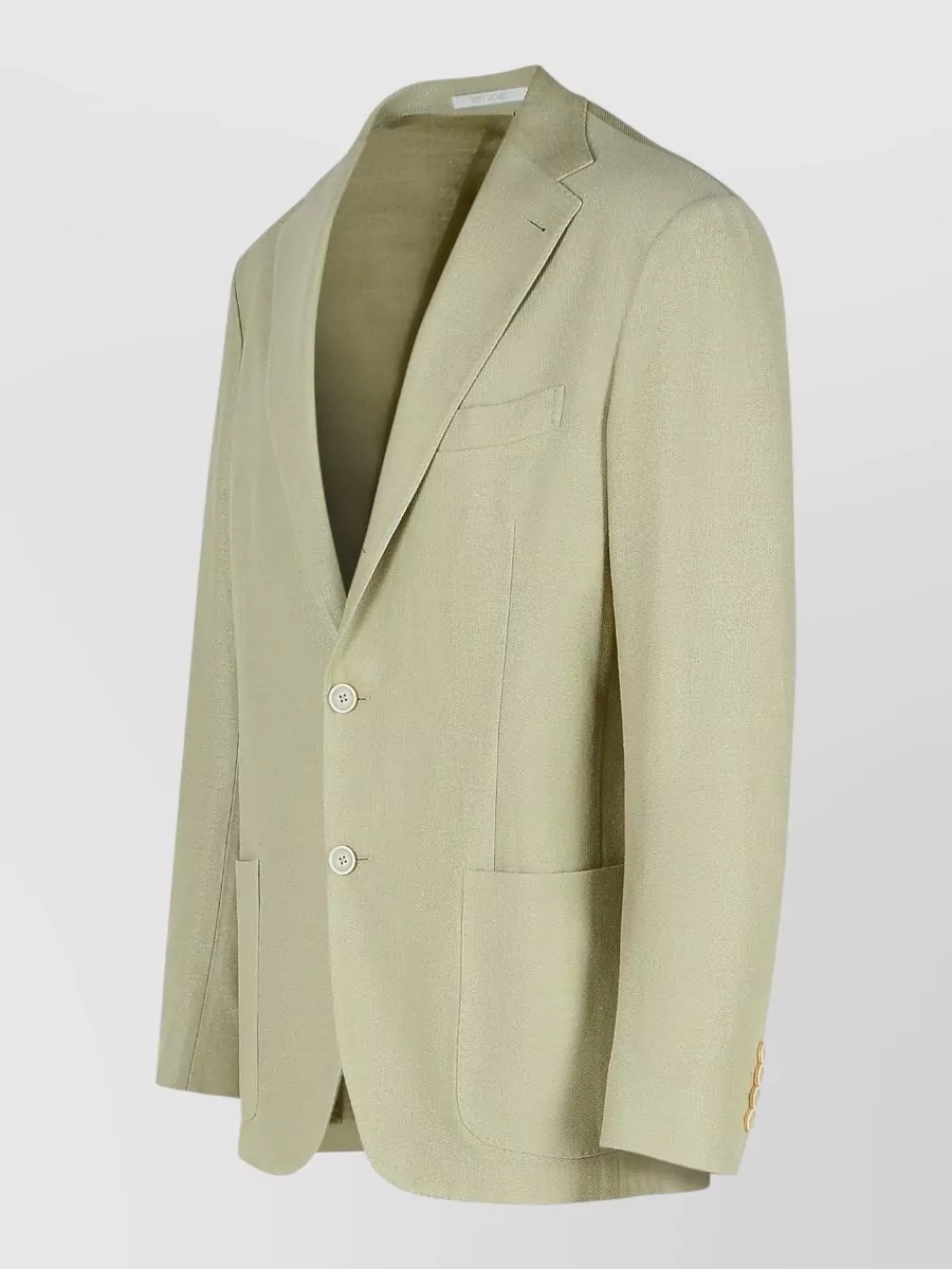 Eleventy Cotton Blend Blazer Notch Lapel Pockets