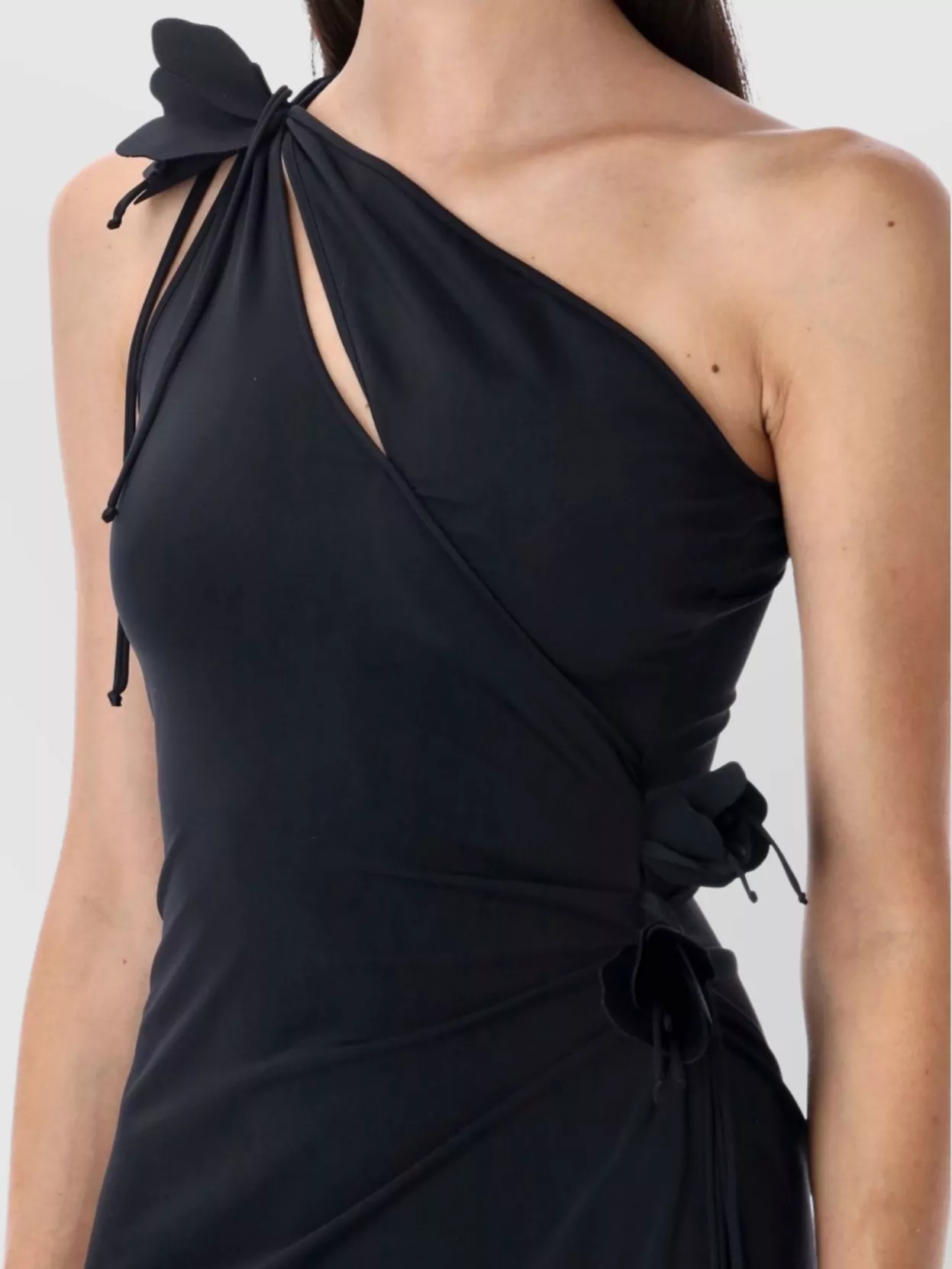 Coperni Flower Gown With Asymmetric Petal Knots In Blue