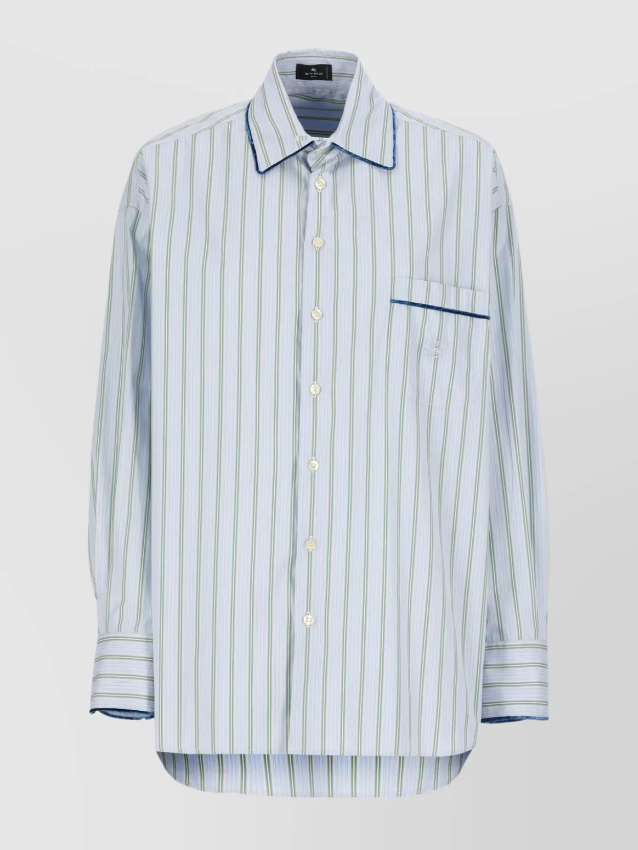 Etro Striped Pattern Shirt Asymmetric Hem In Blue