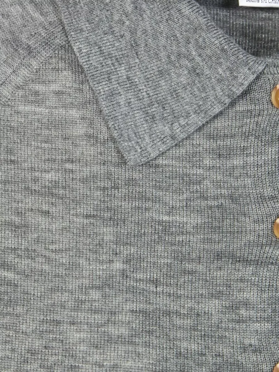 Victoria Beckham Fine-Knit Merino Wool Polo Top