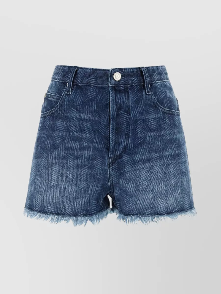 Shop Isabel Marant Étoile Waist Belted Fringed Denim Shorts In Blue