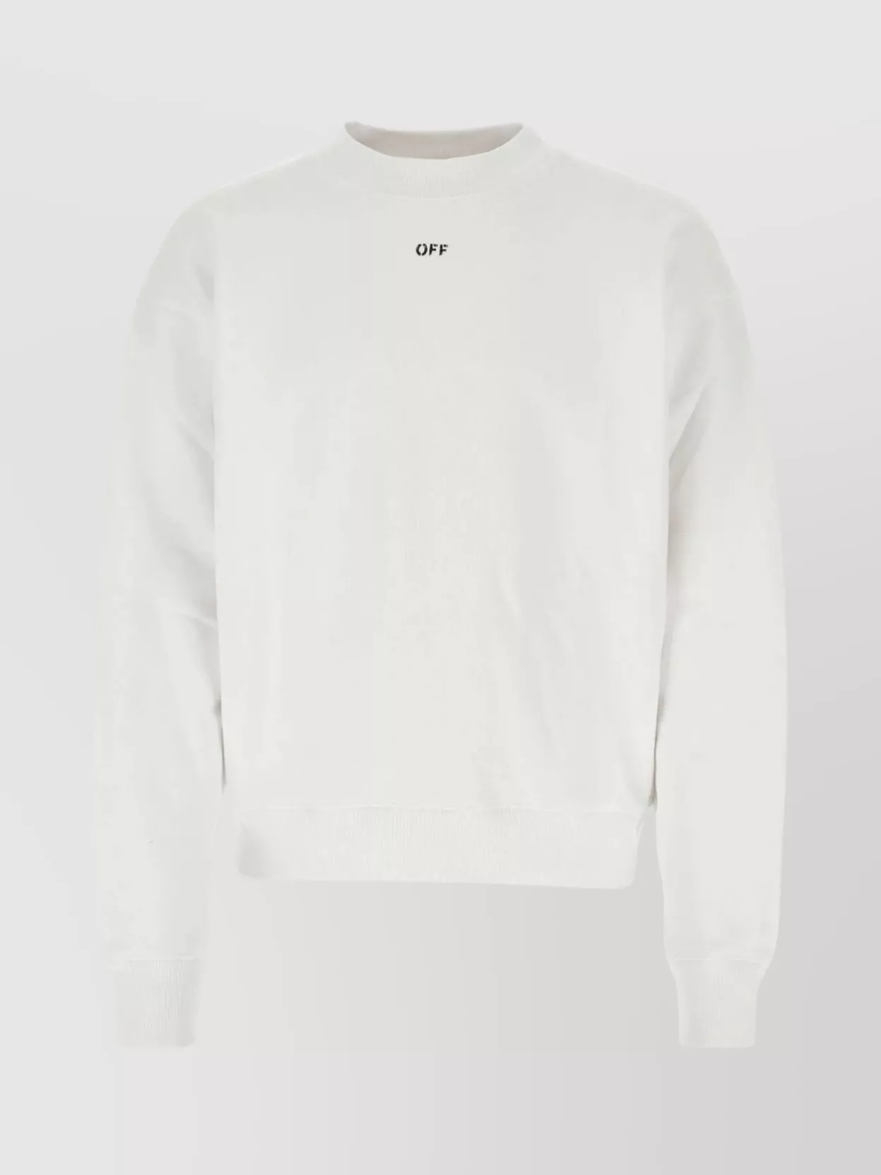 Shop Off-white Cotton Crew-neck Sweatshirt With Textured Details In White