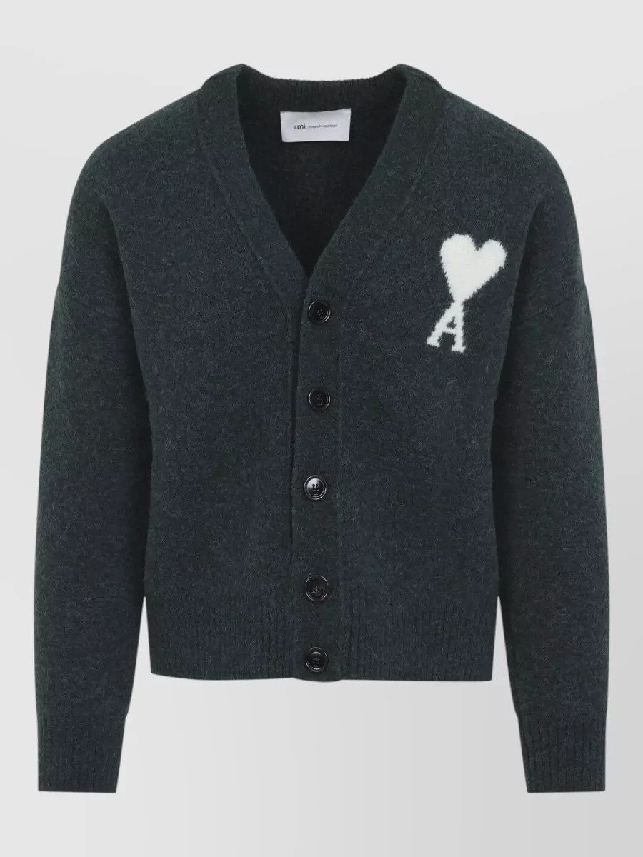 Ami Paris alpaca blend v neck cardigan