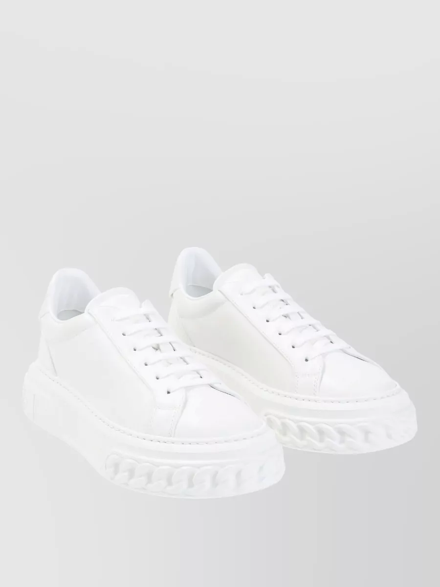 Casadei Leather Lace-Up Sneakers