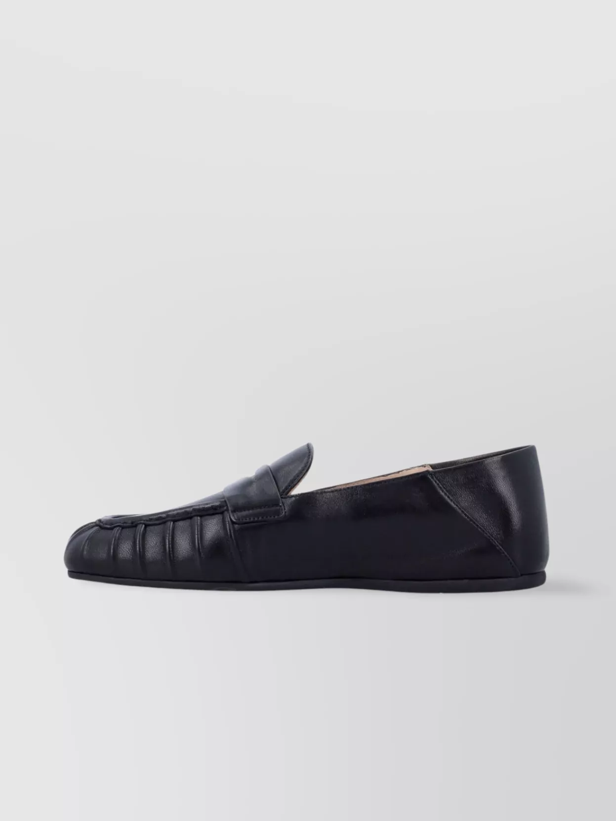 Stuart Weitzman Almond Toe Leather Loafer With Textured Detailing