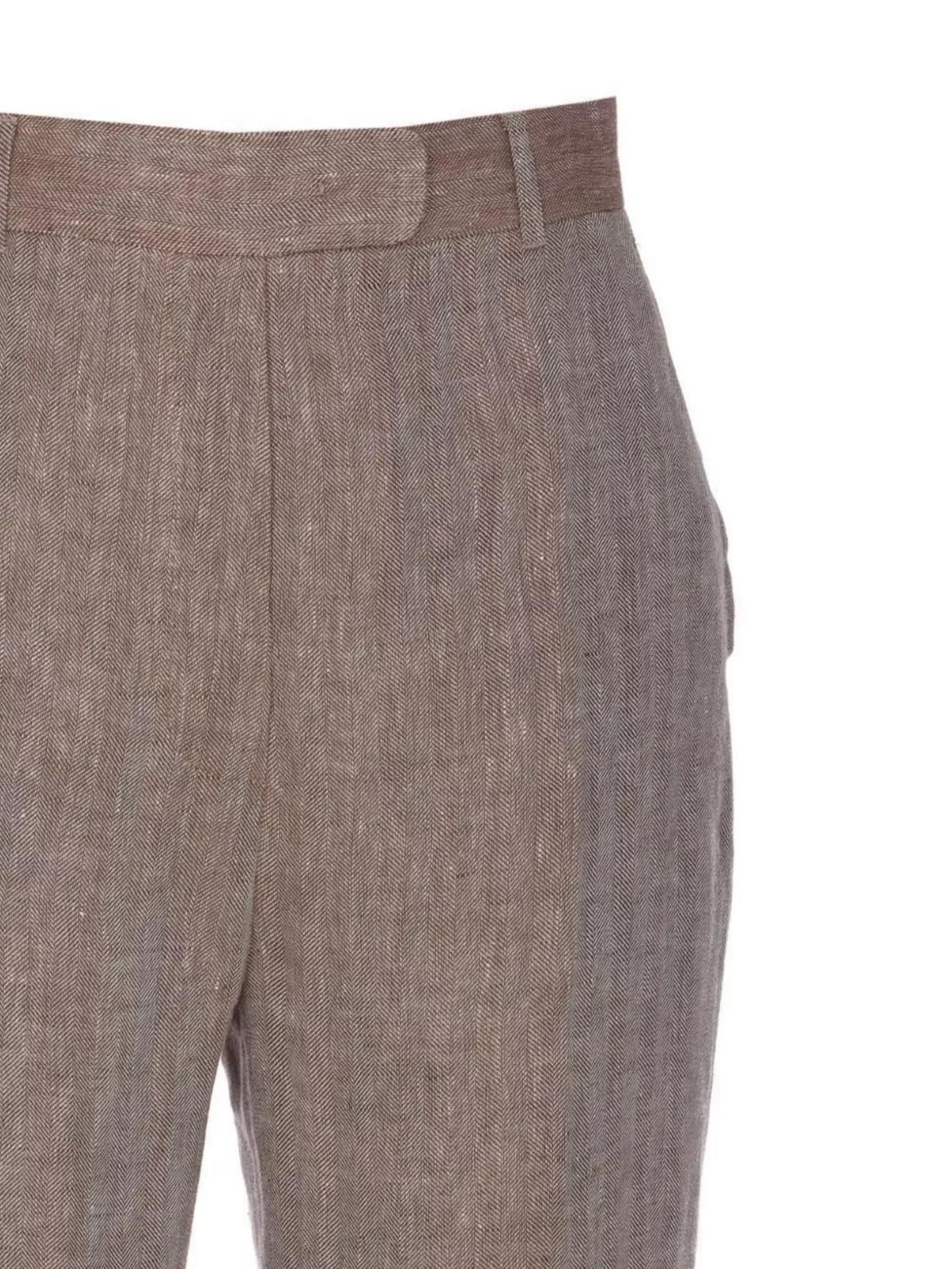 Max Mara Linen Trousers With Tailored Straight Leg Silhouette In Gray