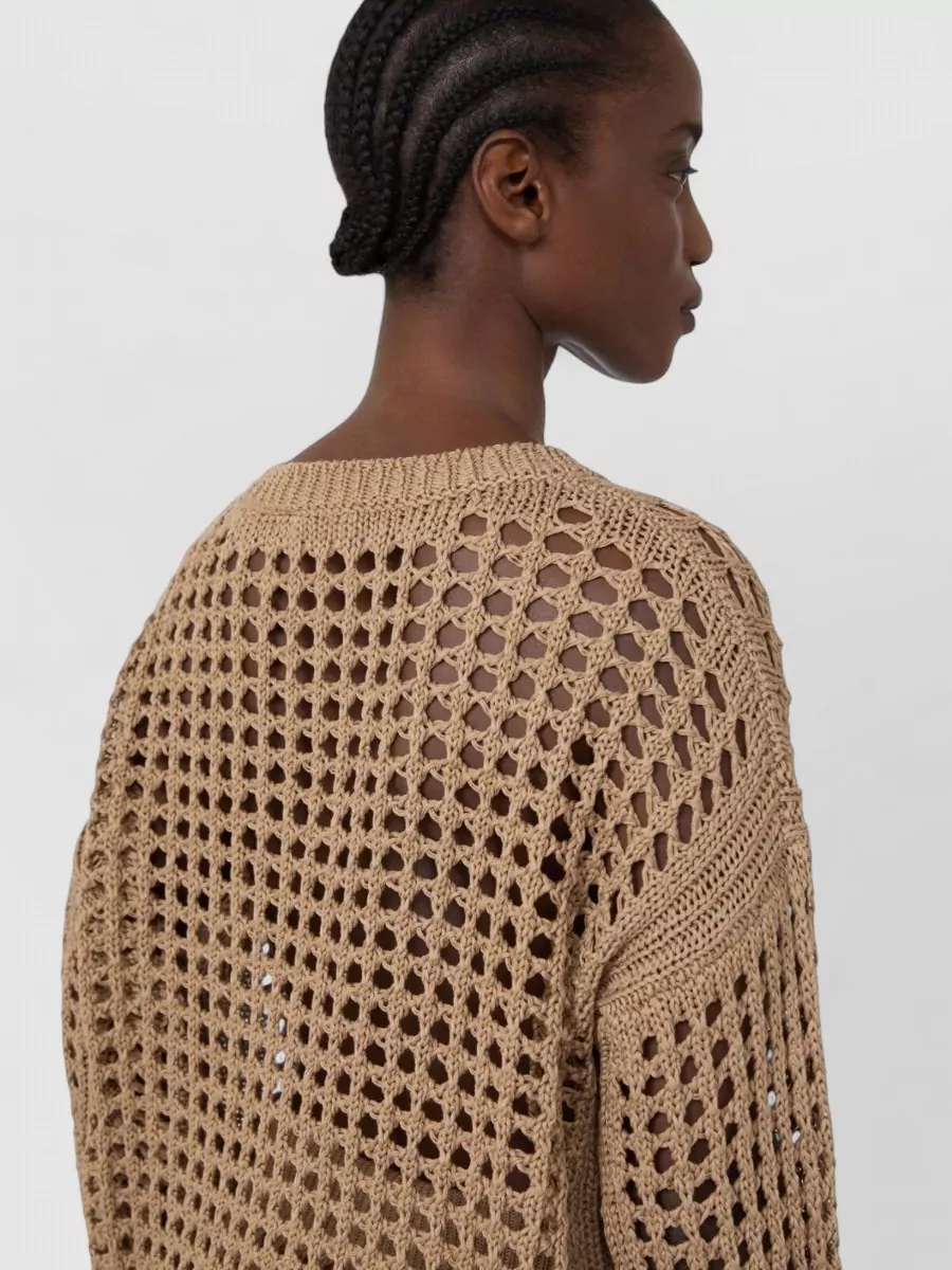 Max Mara Cotton Mesh Crew Neck Jumper