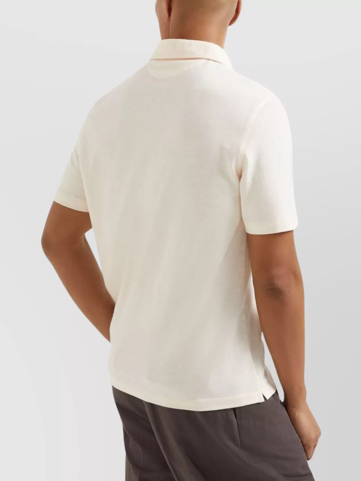 Brunello Cucinelli Ribbed Collar Cotton Polo Shirt With Side Slits