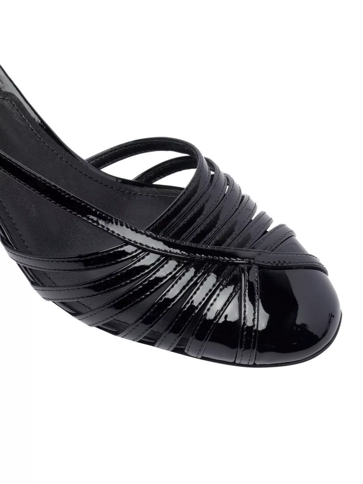 Ferragamo Open Toe Strappy Patent Leather Pumps