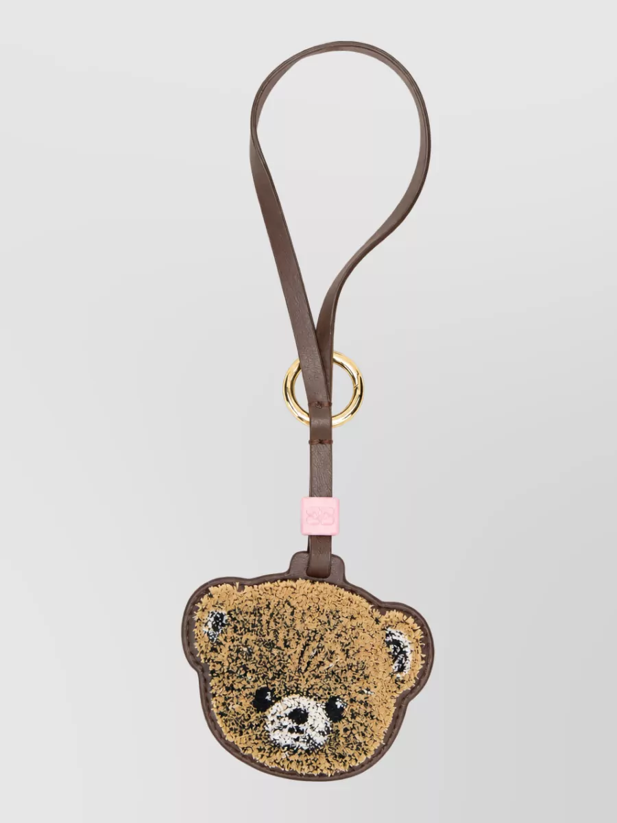 Ganni recycled leather teddy bear bag charm