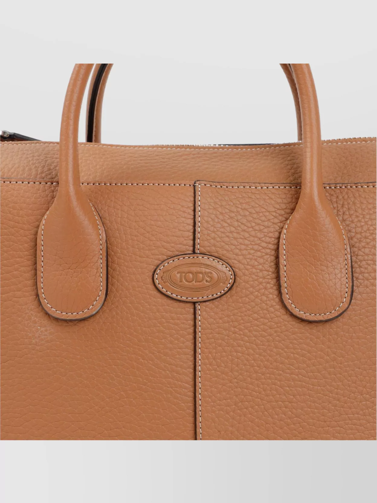 Tod's Leather Tote Bag "t" Stitching In Pink