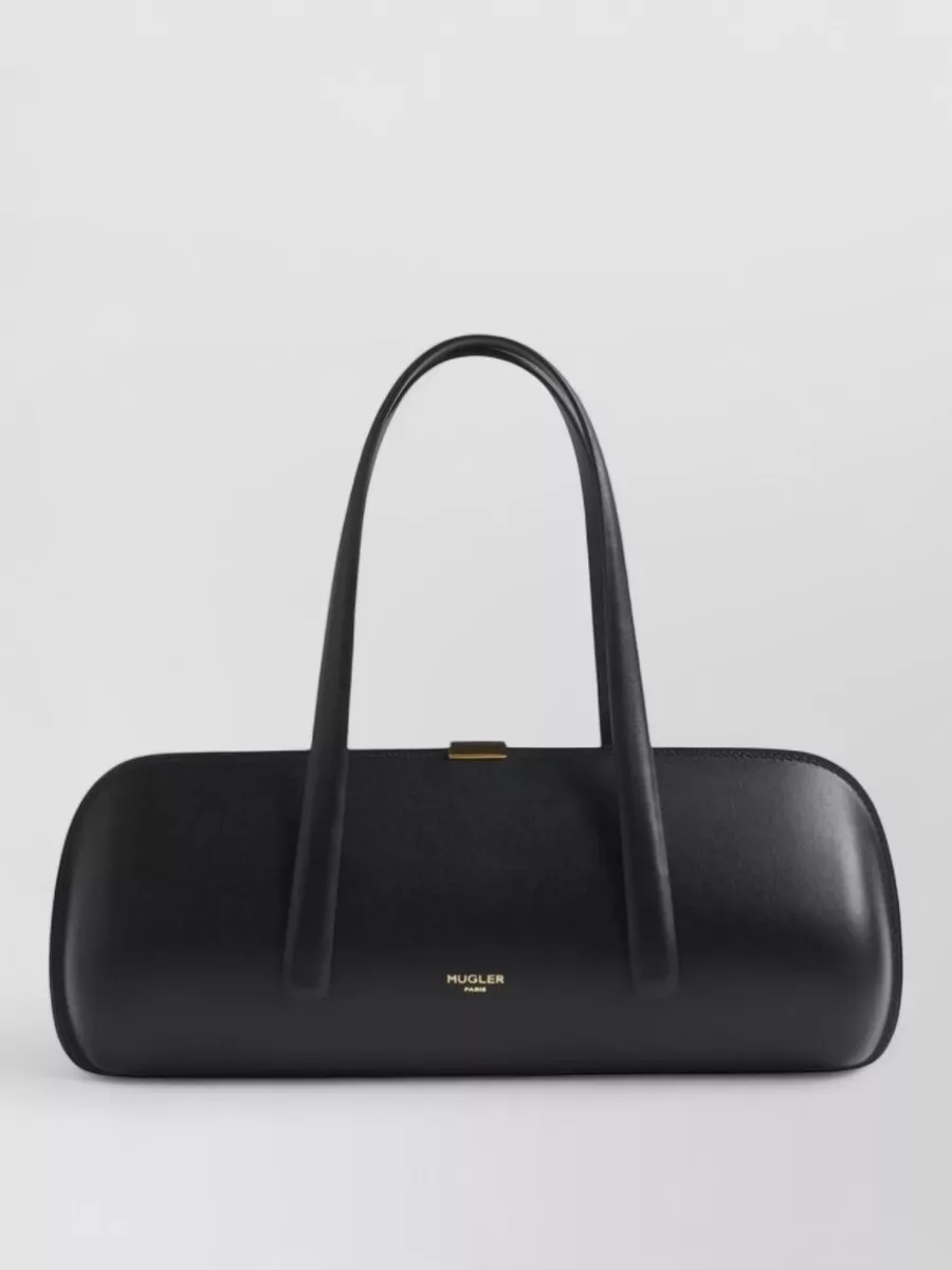 Mugler spiral curve leather clutch bag