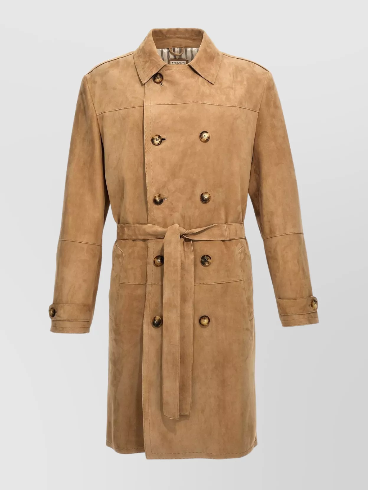 Brunello Cucinelli Belted Double-Breasted Coat Notched Lapels
