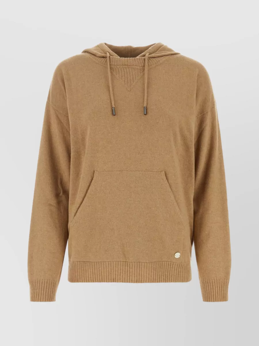 Shop Woolrich Hooded Sweater With Drawstring And Kangaroo Pocket In Brown