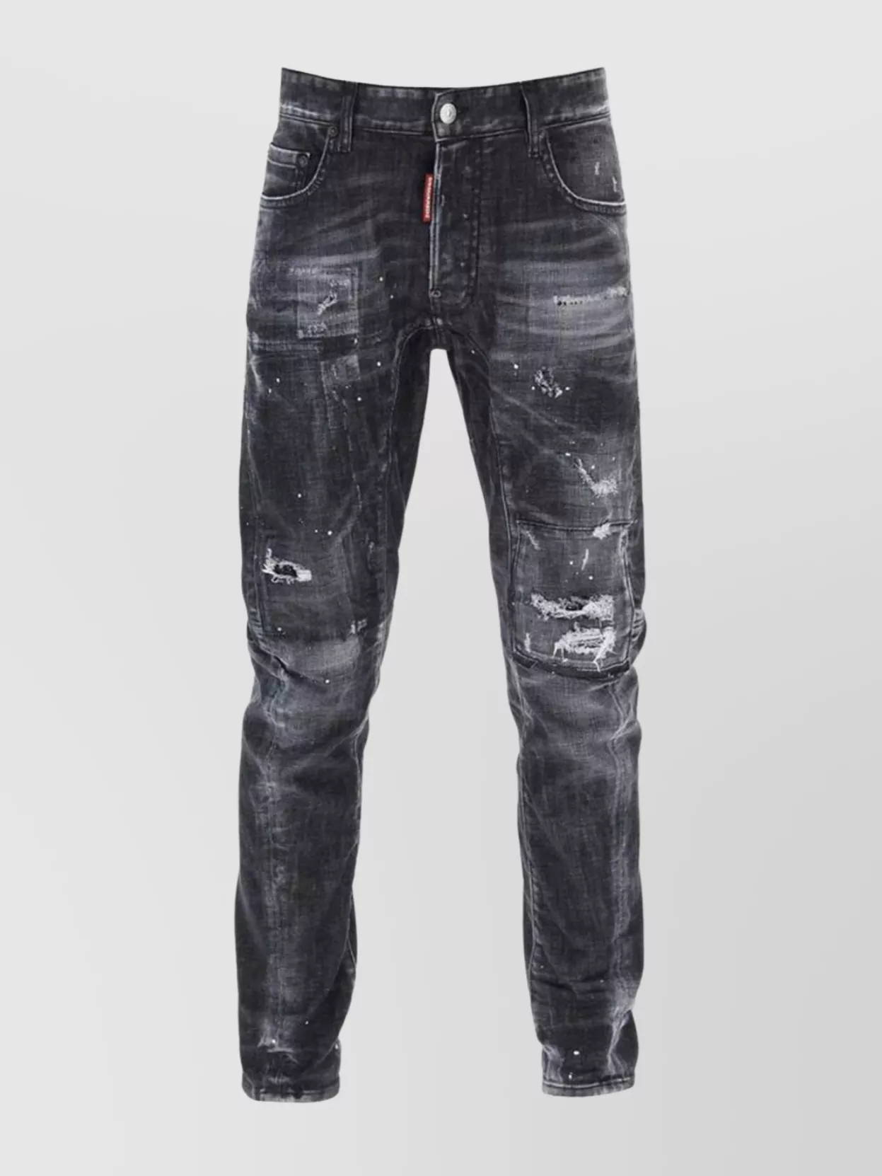 Dsquared2 Denim Trousers Distressed Belt Loops In Black
