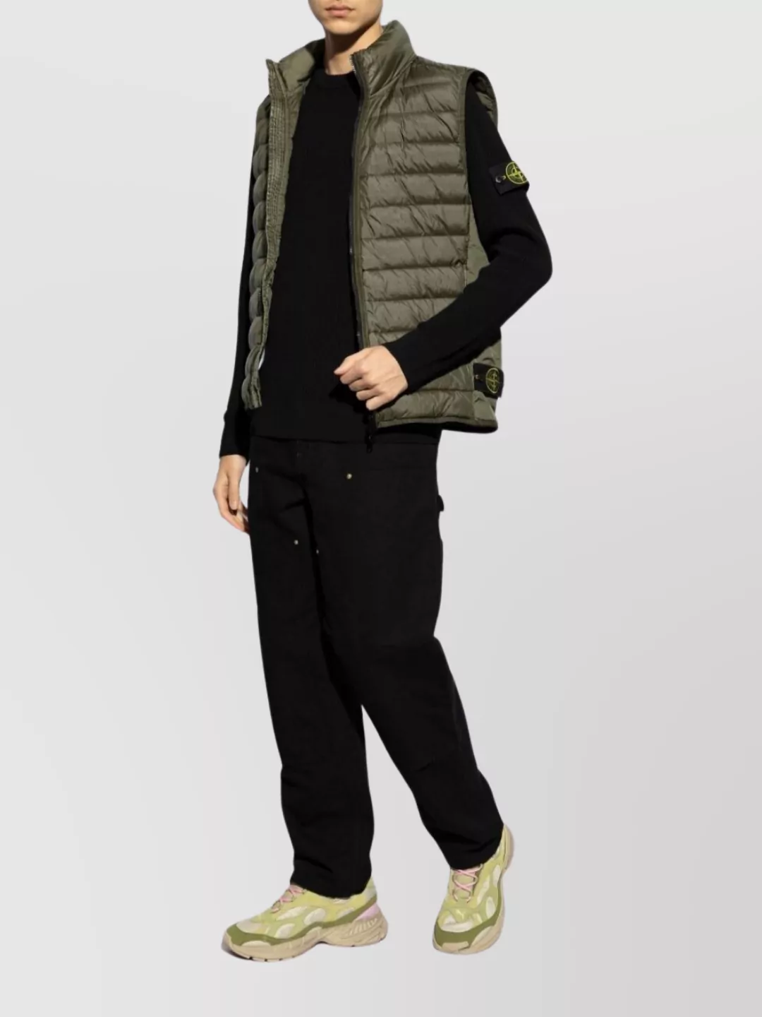 Stone Island Wool High-Neck Ribbed Knit Sweater