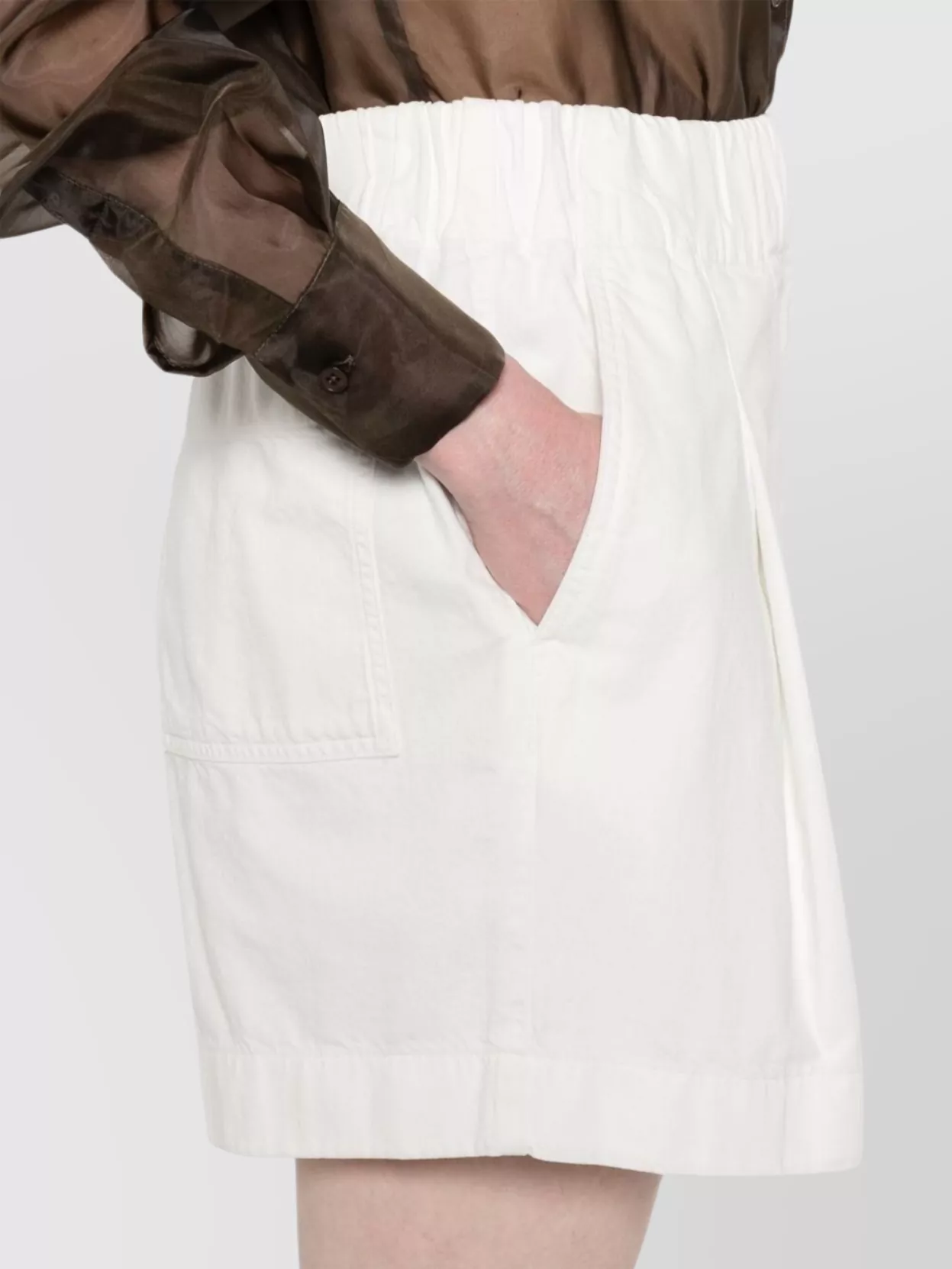 Dries Van Noten Straight Pleated Shorts Elastic Waistband