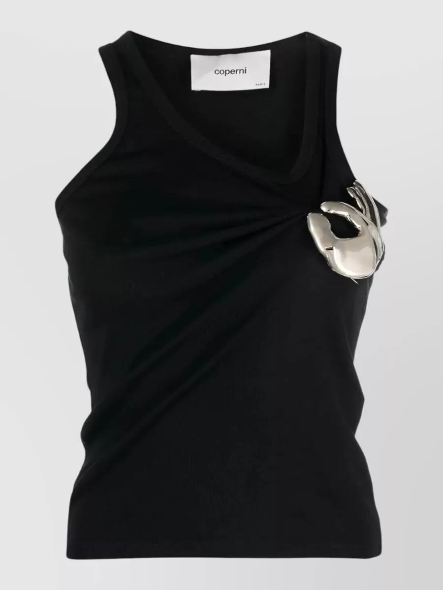 Coperni Emoji Tank Top Metallic Detail V Neck