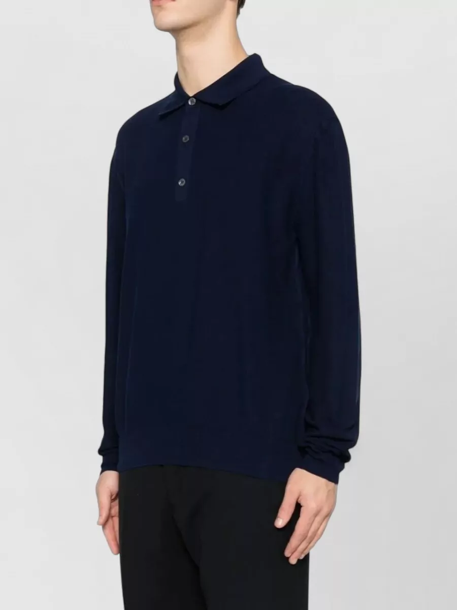 Tom Ford Silk Cotton Piqué Long-Sleeve Polo Shirt