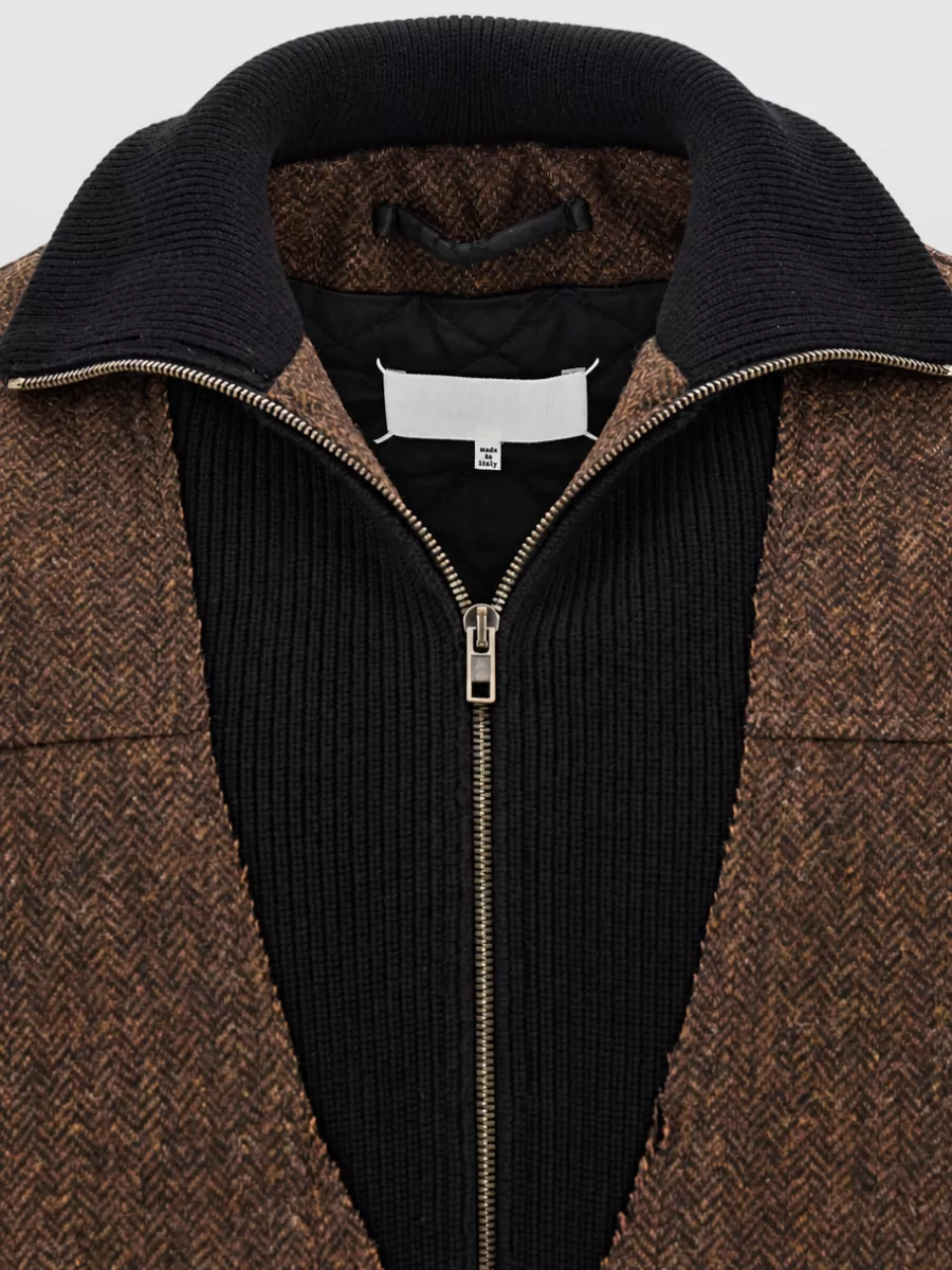 Maison Margiela Wool Herringbone Single Breasted Coat