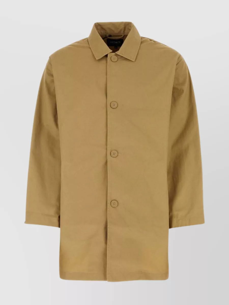 Shop Carhartt Polyester Blend Newhaven Coat With Back Vent And Cuff Straps In Beige