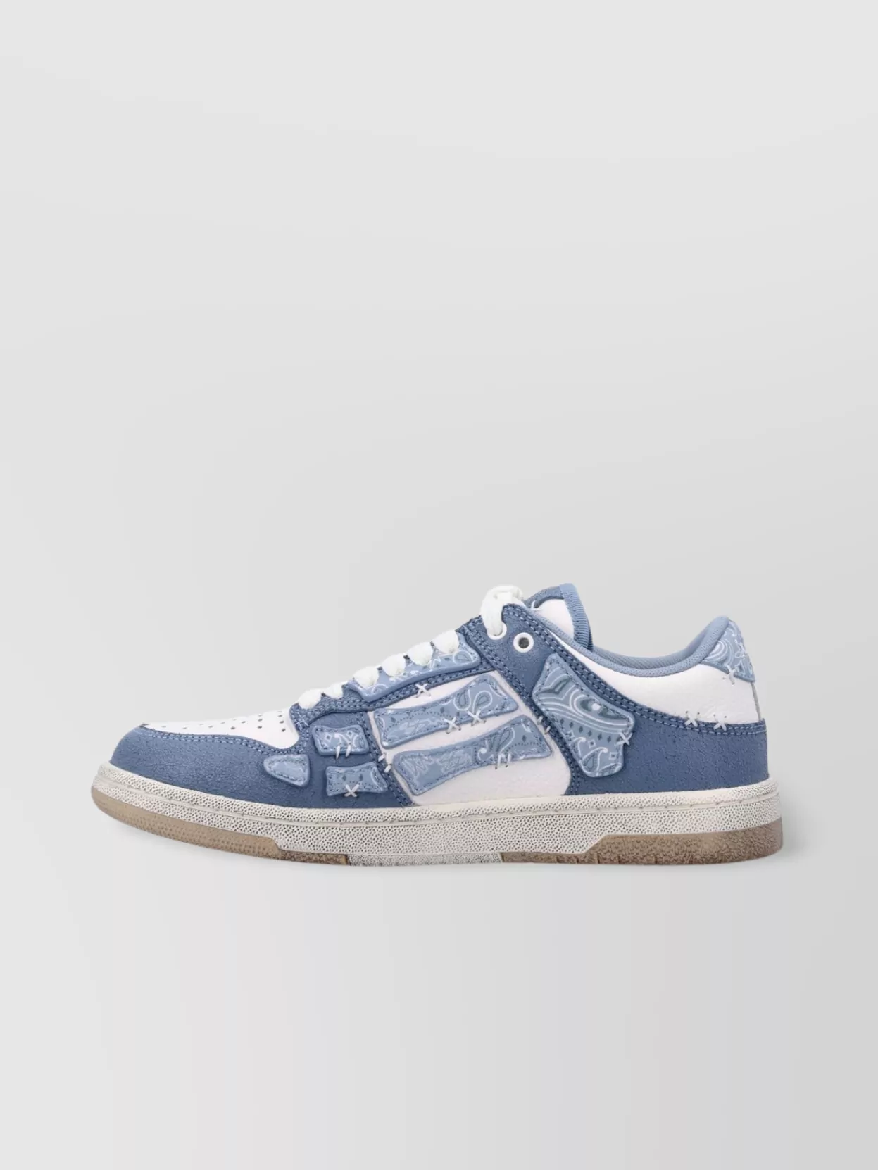 Amiri Light Blue Leather Bandana Skel Low Top Sneakers