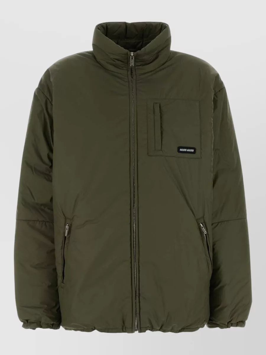Miu Miu Down Oversized Puffer Jacket In Gray