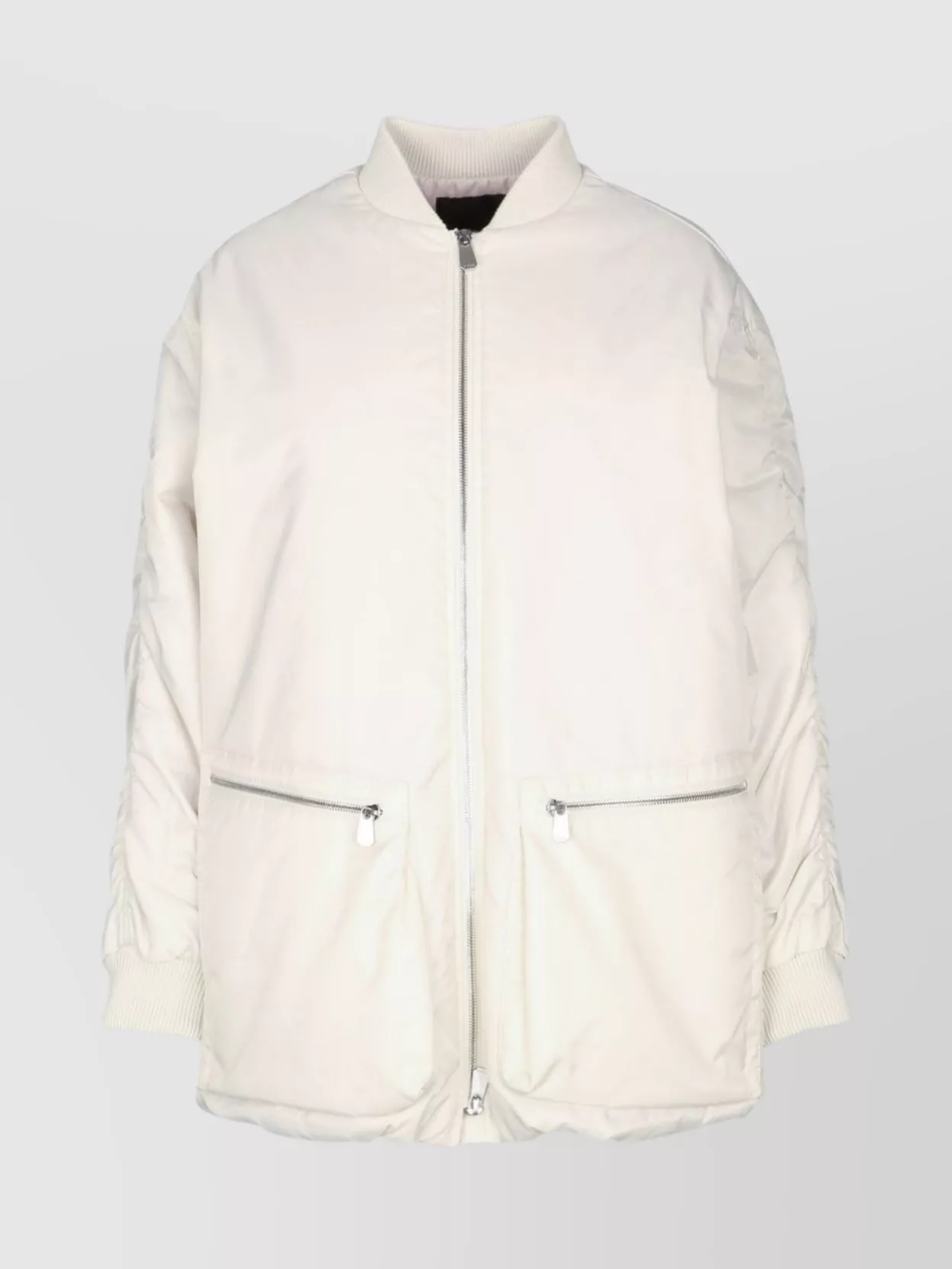 Pinko Long Sleeve Jacket With Ribbed Collar And Cuffs In White