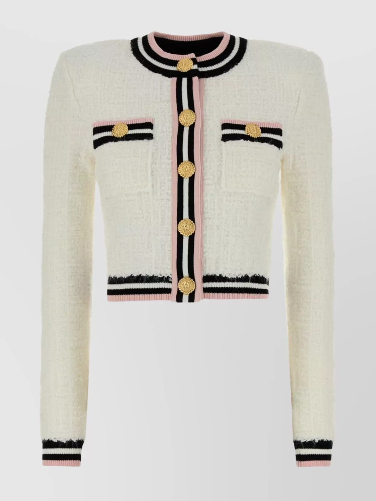 Balmain Trimmed Cardigan With Pockets And Gold Buttons