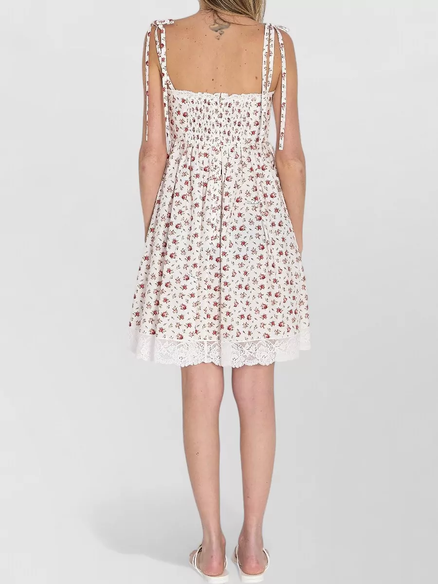 Dolce&Gabbana Poplin Mini Dress Rosebud Print Corset